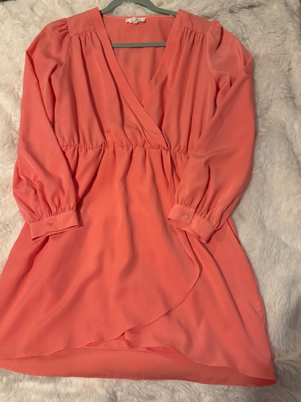 Honey Belle coral colored long sleeve dress size medium lined